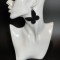 Cercei handmade din piele naturala negri, lucrati manual, Angy, model fluture, Produs in Romania