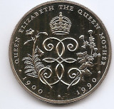 Sf. Helena &amp; Ascension 2 Pounds 1990 - (Queen Mother) 38.61 mm KM-11 UNC !!!