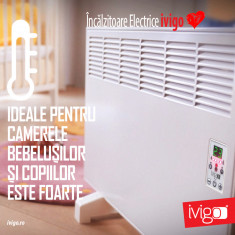 Convector de perete sau pardoseala iVigo DIGITAL EPK 2500 W White, control electronic, Termostat de siguranta, termostat reglabil, IP 24, pentru 28 mp