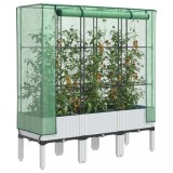 vidaXL Strat &icirc;nălțat cu husă de seră, aspect ratan, 120x40x140 cm 4015848