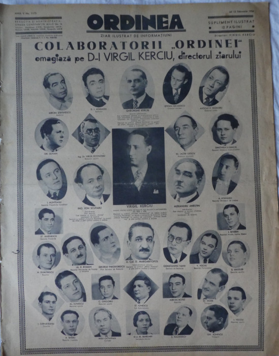 Ziarul Ordinea, februarie 1936, supliment ilustrat, 12 pagini
