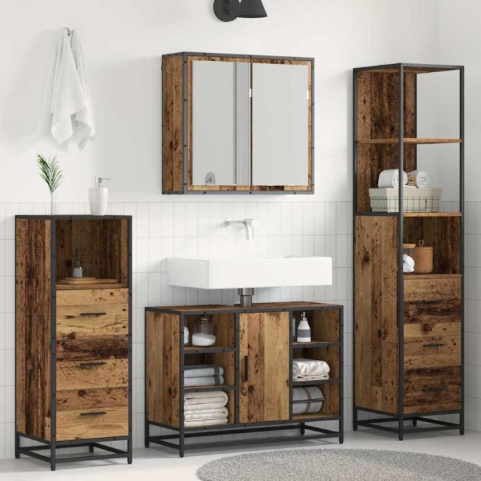 vidaXL Set de mobilier pentru baie 3 pcs Lemn vechi 80 x 33 x 60 cm 3402420
