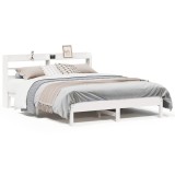 Cumpara ieftin Cadru de pat fara saltea, alb, 140x190 cm, lemn masiv de pin