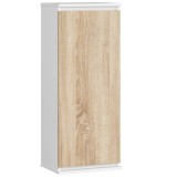 Dulap suspendat, cu usa si 3 rafturi interioare, PAL 16 mm, 40x30x99 cm, alb si stejar sonoma Household NewTrend