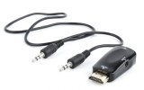 ADAPTOR video GEMBIRD, splitter HDMI (T) la VGA (M) + Jack 3.5mm (T), rezolutie maxima Full HD (1920 x 1080) la 60Hz, cablu audio 3.5 mm jack, black,