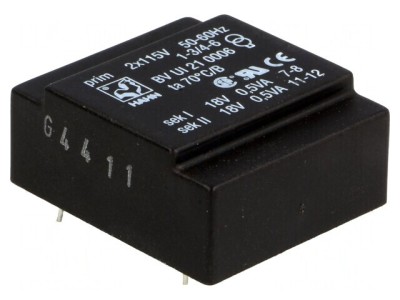 Transformator &amp;Icirc;ncapsulat 1VA 18V 27mA PCB foto
