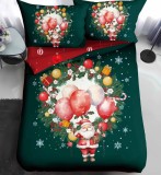Cumpara ieftin Lenjerie Pat De Craciun O Persoana Crivăț Cr049, Bumbac, 4 Piese, Cu Elastic, Imprimeu, Verde