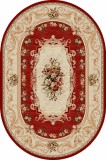 Cumpara ieftin Covor Oval Model Lotos 535-210, Marime 60 x 110 cm, Crem, Rosu, Inaltime Fir 8 mm, Antialergic, Polipropilena, Living, Dormitor, Sufragerie, Birou
