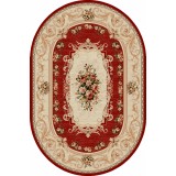 Covor Oval Model Lotos 535-210, Marime 60 x 110 cm, Crem, Rosu, Inaltime Fir 8 mm, Antialergic, Polipropilena, Living, Dormitor, Sufragerie, Birou