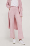 United Colors of Benetton pantaloni de trening cu amestec de l&acirc;nă culoarea roz, neted