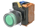 Comutator OMRON 22mm Acționat prin Apăsare 2 NC NO A22NL-BGA-TGA-G102-GC