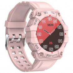 Ceas Smartwatch Techstar® FD68, 1.3" IPS, Design Sport, Bluetooth 4.0, Monitorizare Tensiune, Puls, Roz