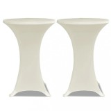 Cumpara ieftin Husa de masa cu picior &Oslash;80 cm, 2 buc., crem, elastic