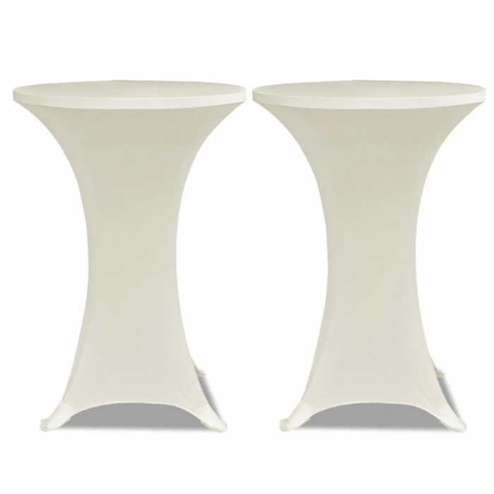 Husa de masa cu picior &Oslash;80 cm, 2 buc., crem, elastic
