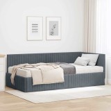 vidaXL Cadru de pat colțar cu saltea cu headboard 2 pcs Gri Catifea 3393829