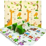 Covoras Joaca Copii Pliabil 180x200 cm 2 Fete Impermeabil Termoizolant 7Toys Trenulet Animale Girafa