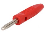 Mufă Banană 4mm Roșie 16A 50VDC Pe Cablu 2.5mm&sup2;, DELTRON