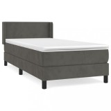 Cumpara ieftin Pat box spring cu saltea, gri inchis, 80x200 cm, catifea