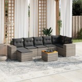 vidaXL Set canapele de grădină cu perne, 8 piese, gri, poliratan 3257887