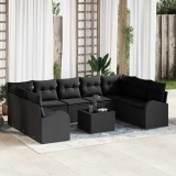 VidaXL Set de canapele pentru grădină 10 pcs Negru Rattan poli 3346213