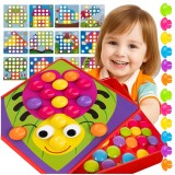 Puzzle mozaic educativ pentru copii, 45 piese colorate, 12 planse