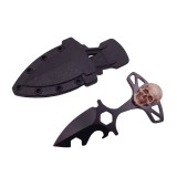 Cutit tactic de vanatoare DEPOX&reg;, Broken Silence, 8 cm, negru, teaca cu prindere curea