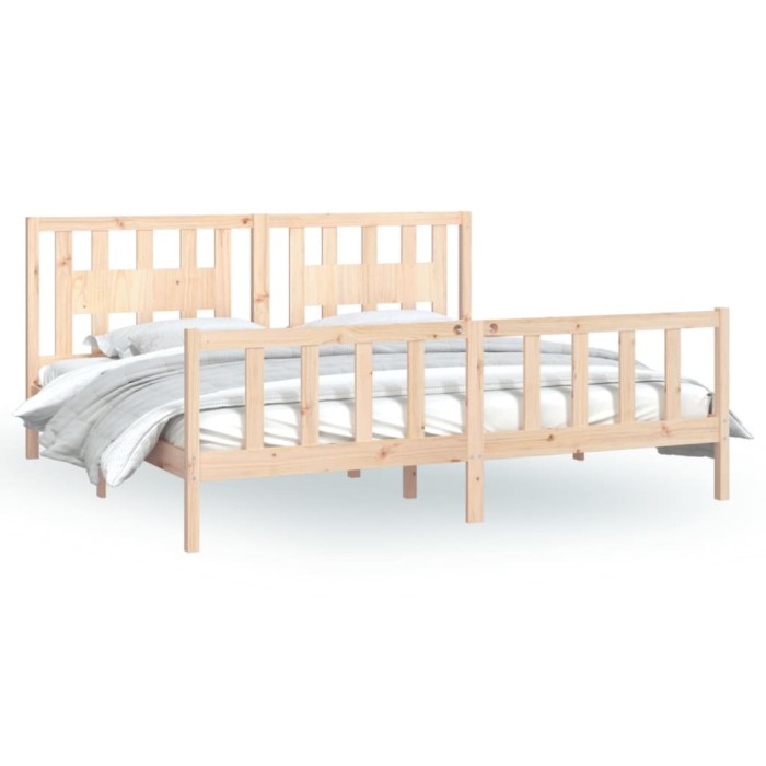 Cadru de pat cu tablie 200x200 cm, lemn masiv de pin