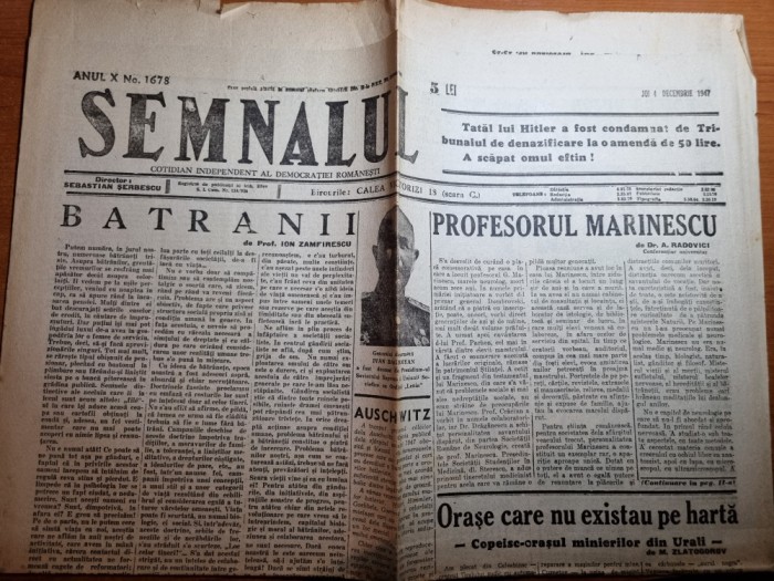 semnalul 4 decembrie 1947-procesul calailor de la auschwitz