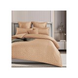 Cumpara ieftin Lenjerie de pat dublu Bumbac Finet cu Carouri 6 Piese cu Elastic, Bej - SIPRT4-10