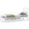 Cadru de pat mic single, alb, 75x190 cm, lemn masiv de pin