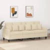 VidaXL Canapea cu 3 locuri, crem, 180 cm, material textil