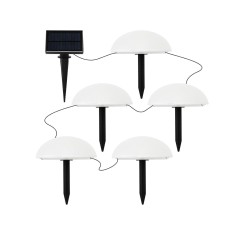 Decora&Egrave;iune solar&Auml; pentru gr&Auml;din&Auml;, lamp&Auml; cu 5 ciuperci, iluminare alb cald, ip44, autonomie 10h