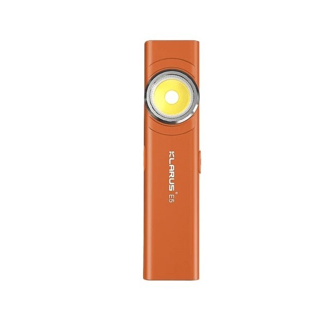 Lanterna EDC Klarus E5, 600 lm, baza magnetica, clips, incarcare USB-C, EDC, dublu LED pentru apropiere si distanta, portocaliu