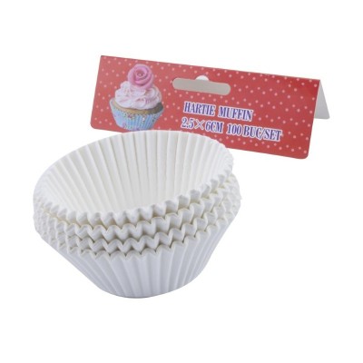 Set hartii pentru muffin, Albe, 2.5x6 cm, 100 buc foto