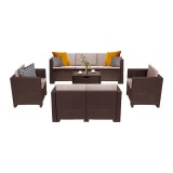 City Large 7 seater set de mobilier de grădină maro