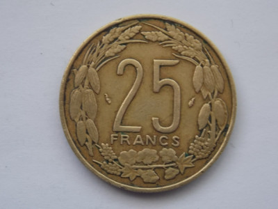 25 FRANCS 1975 STATELE AFRICANE CENTRALE foto