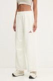 Adidas pantaloni de trening ALL SZN Graphic femei, culoarea bej, neted, JJ4530