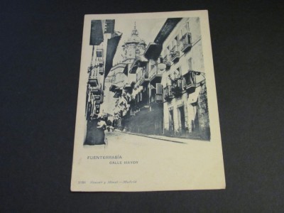 Carte Poștală Vintage Spania - Fuenterrab&amp;iacute;a &amp;bdquo;Strada Principală&amp;rdquo; (cel mai probabil din perioada 1900&amp;ndash;1940) foto