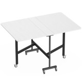 HOMCOM Masă de Dining Pliabilă, Masă Rabatabilă cu Roți și Fr&acirc;ne pentru 4-6 Persoane, Birou Compact cu Structură din Oțel, pentru Living, 120x80x73 cm