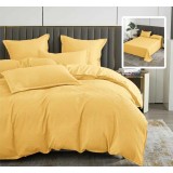 Lenjerie pat dublu,bumbac finet,6 piese,cearceaf normal 230x250cm, cearceaf pilota 200x230cm, 2 fete de perna 50x70, 2 fete de perna 70x70,galbena-812