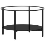 Cumpara ieftin Masa de ceai ,negru si transparent, 70 cm, sticla securizata
