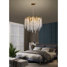 Candelabru auriu Cristal, dulie E14 x 6, diametru 450mm
