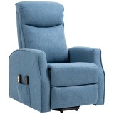HOMCOM Fotoliu Recliner cu 8 Puncte de Masaj, Rabatabil la 135&deg; cu Suport pentru Picioare, 74,5x87,5x110 cm, Albastru | Aosom Romania