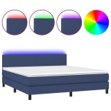 Cumpara ieftin Pat cu arcuri, saltea si LED, albastru, 180x200 cm, textil