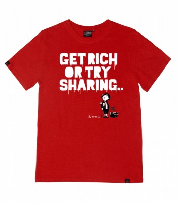 Tricou THTC Get Rich or Try Sharing - Canepa Bumbac - Rosu foto