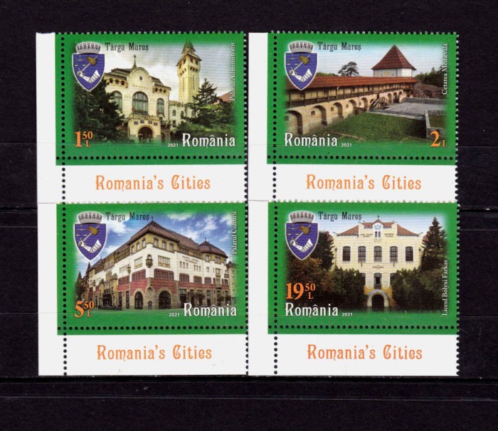 ✅RO 2021 LP 2337,&quot;Orasele Romaniei - Targu Mures&quot;,serie+tabs ,MNH