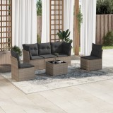 VidaXL Set mobilier grădină cu perne, 6 piese, gri, poliratan