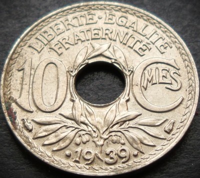 Moneda istorica 10 CENTIMES - FRANTA, anul 1939 * cod 2263 - excelenta foto