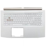 Carcasa superioara cu tastatura palmrest Laptop Gaming, Acer, Helios 300 G3-571, G3-573, PH315-51, N17C1, 6B.Q4HN2.001, AM211000410, iluminata, alba,