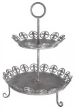 Etajera cu doua niveluri din fier forjat antik grey AJA338